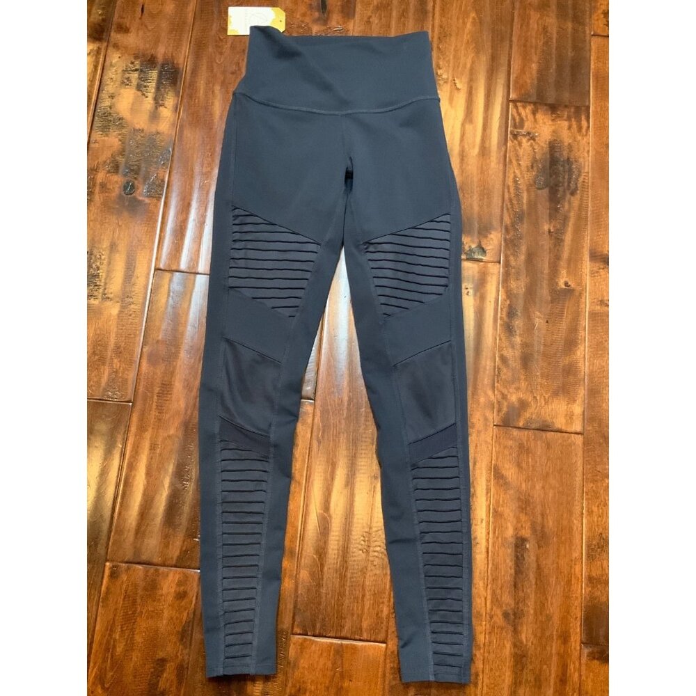 ALO Dark Blue Moto Panel Athletic Yoga Leggings,  Size XS